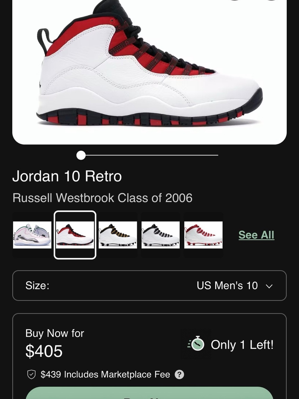 Nike Air Jordan 10 Russell Westbrook Class of 2006 Men’s Size 10 – 310805-160